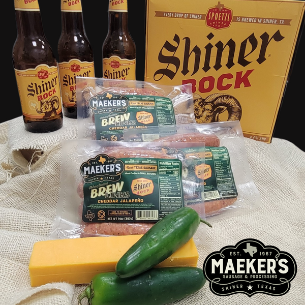 3) Cheddar Jalapeno Brew Links (Made with Shiner Bock!) - Maeker's