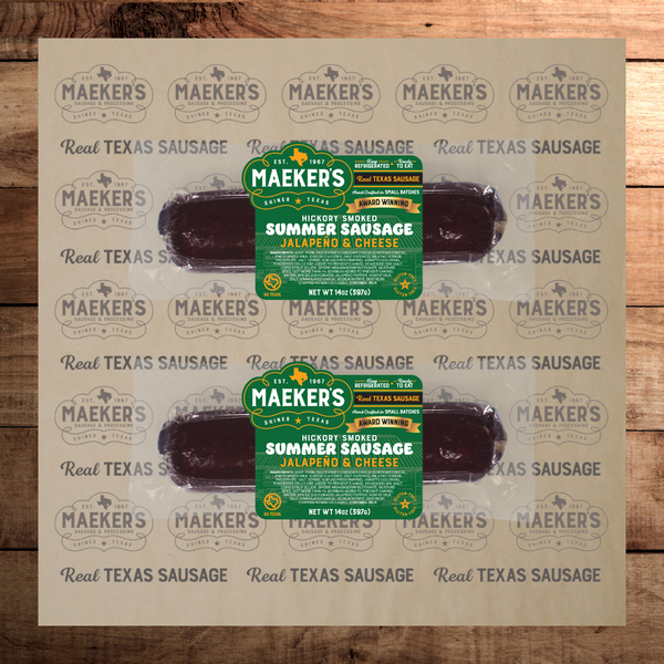 2) Jalapeno & Cheese Summer Sausage - Maeker's Sausage